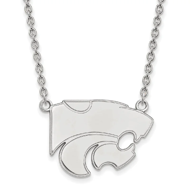 custom necklaces for women -14k White Gold Kansas State Large Wildcat Pendant Necklace