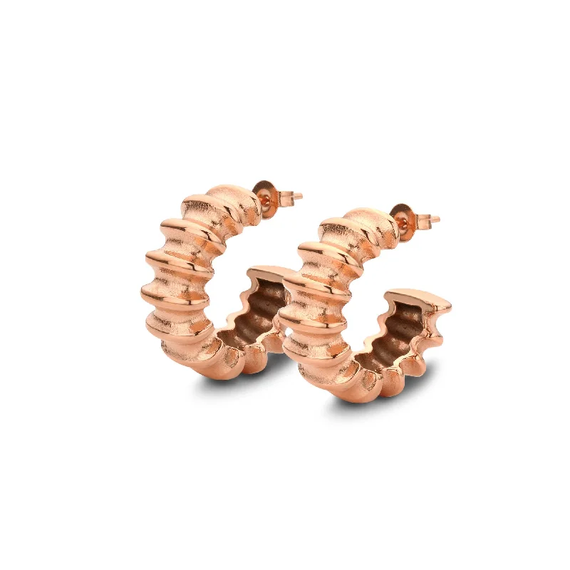 modern stud earrings for women -Wave earring rosé gold