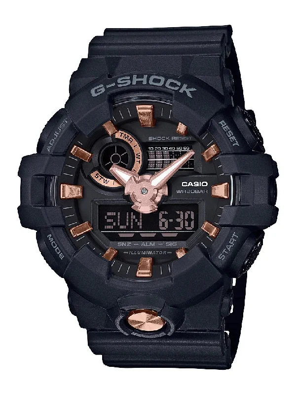 CASIO G SHOCK DIG ANA ROSE GOLD FACE BLACK BAND