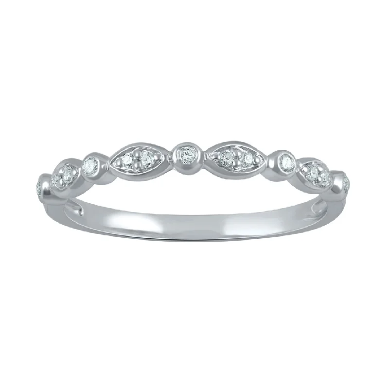 custom name necklaces for women -Sterling Silver 0.09ct Diamond Tapered Stackable Eternity Ring