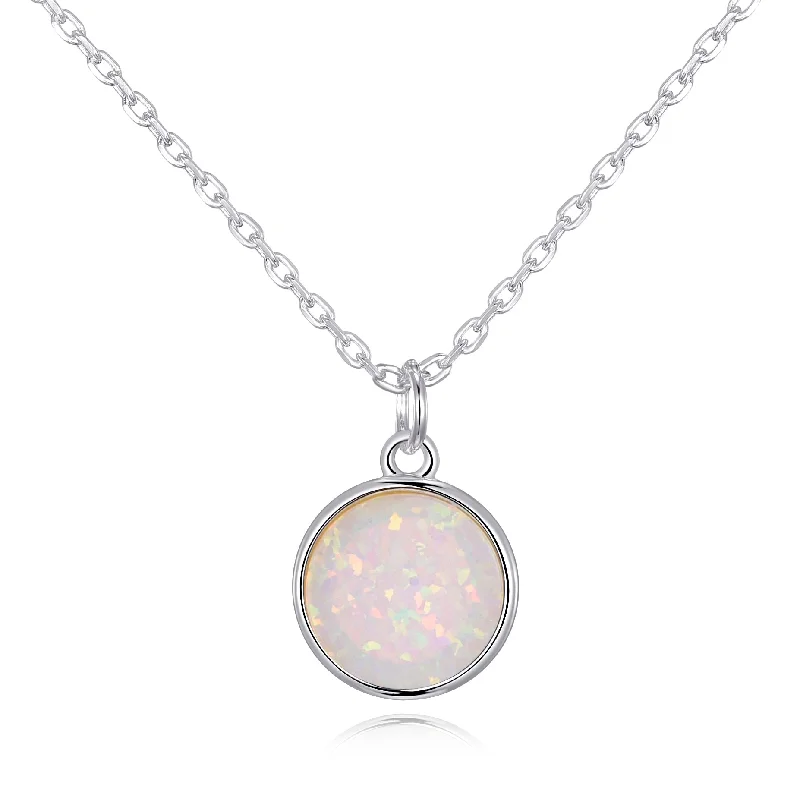 classic chain necklaces for women -Silver Plated Synthetic White Opal Necklace