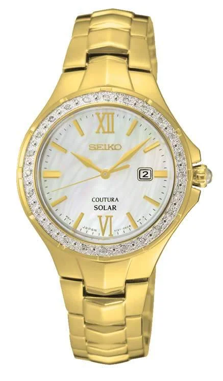 Seiko Coutura Solar 24 Diamonds Gold Women's Watch