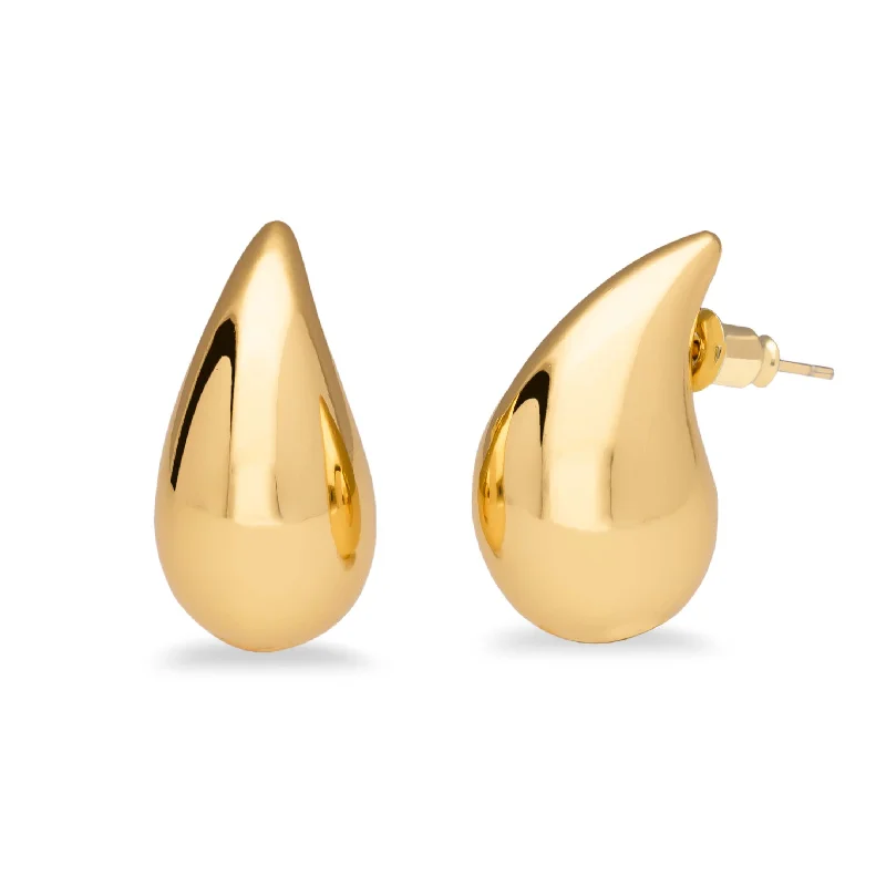 unique earrings for women -Chunky drop earring gold