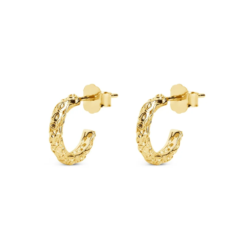 affordable earrings for women -Croco Gold Hoop Earrings