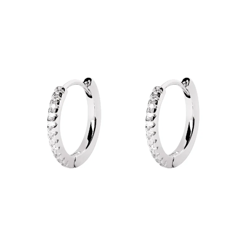 modern earrings for brides -Cleo L Silver Hoop Earrings