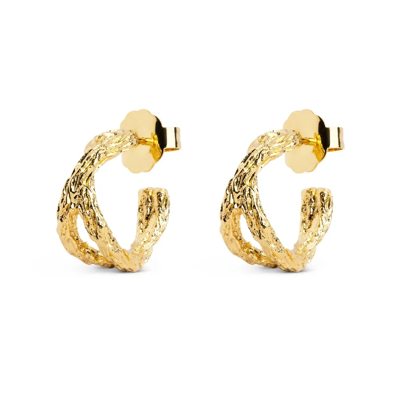 chunky earrings for women -Solstice Gold Hoop Earrings