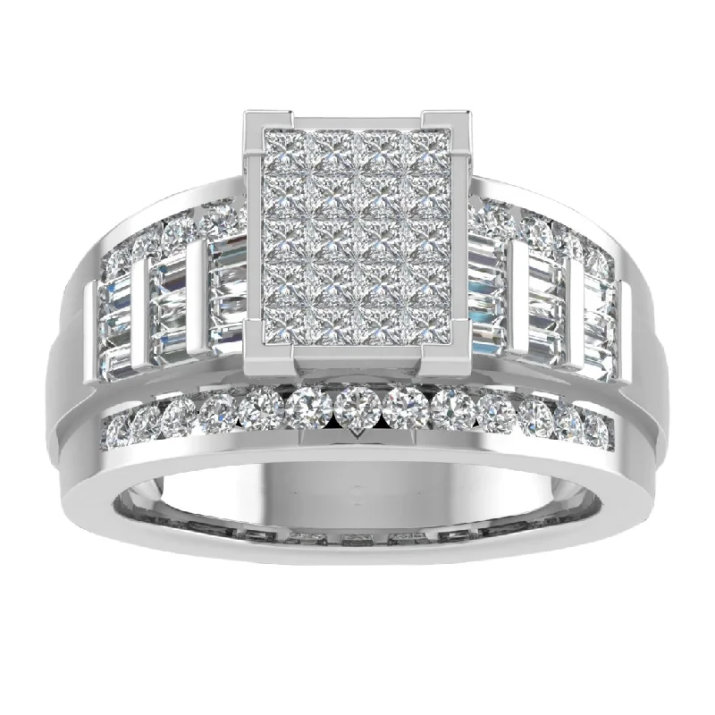 stylish necklaces for women -9ct White Gold Princess Invisible Ring with 1.50ct of Diamonds