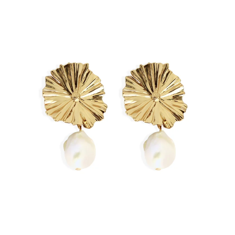 chic earrings for women -AMARY PEARL Earrings - Gold