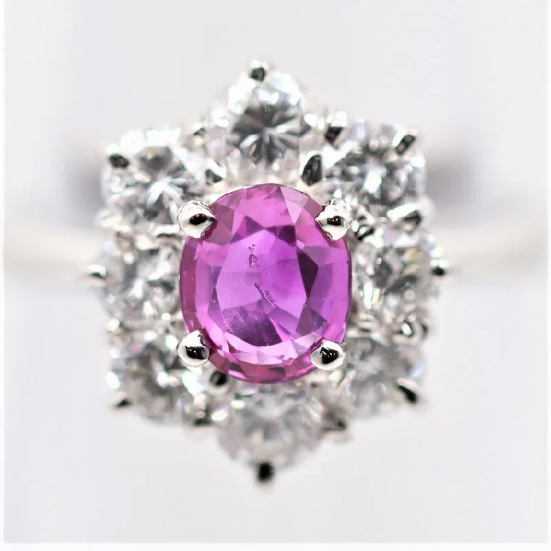 statement engagement rings for women -No-Heat Burmese Ruby Diamond Platinum Ring, GIA Certified