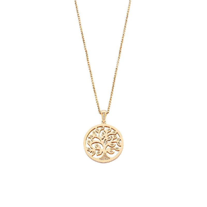 romantic necklaces for women -Stainless Steel Rose Tree Of Life Pendant Necklace