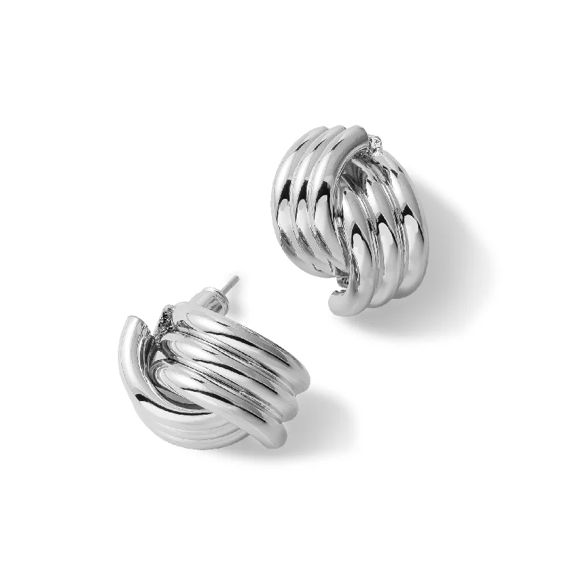 silver hoop earrings for women -Twist stud earring silver