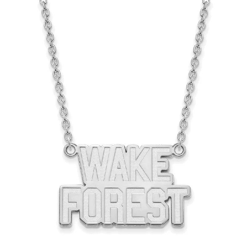 long pendant necklaces for women -14k White Gold Wake Forest U Large Pendant Necklace