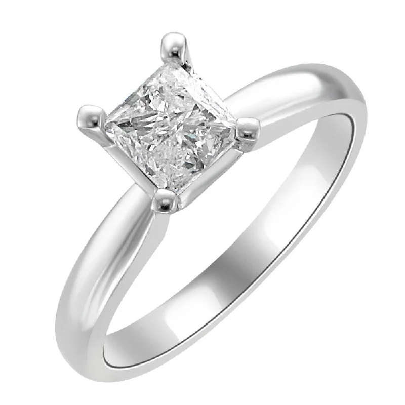 classic solitaire engagement rings -14KT WHITE GOLD 1.00CT PRINCESS DIAMOND SOLITAIRE RING