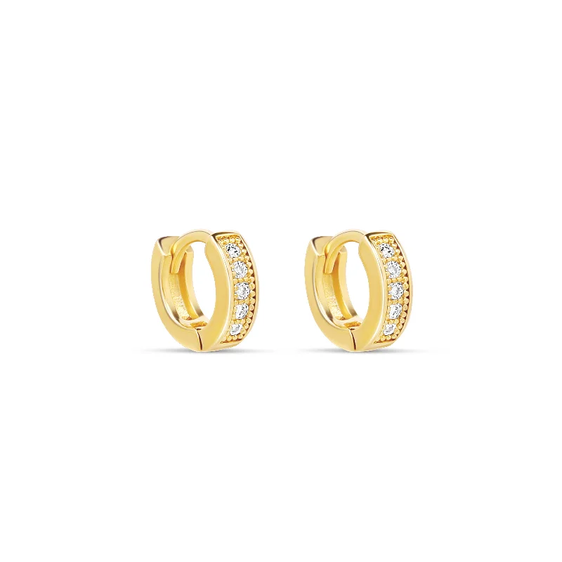 modern earrings for brides -The Gold 9mm Melrose Huggies