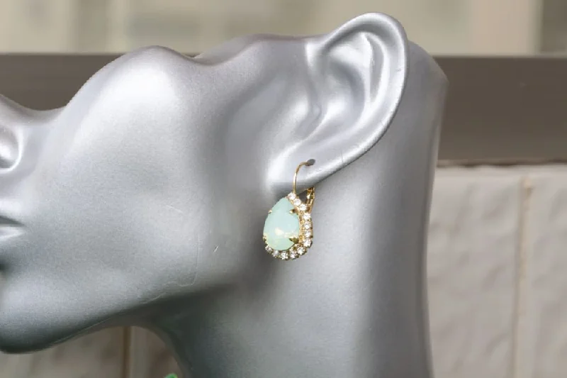 diamond hoop earrings for women -MINT OPAL EARRINGS