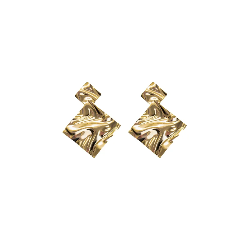 minimal gold earrings for women -THE IZA SQUARE EARRINGS