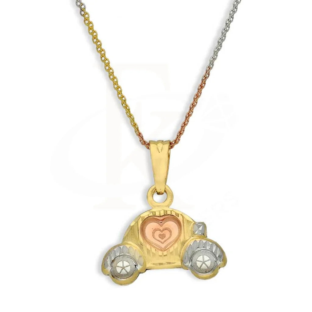 minimalist gold necklaces for women -Dual Tone Gold Necklace (Chain with Car Pendant) 18KT - FKJNKL18K2814