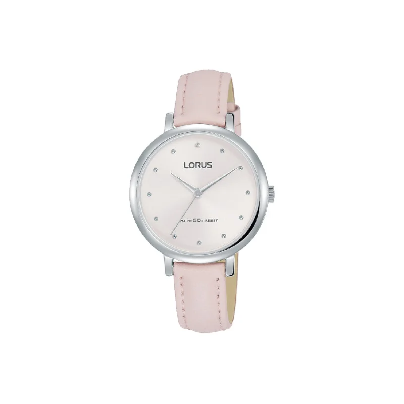 Lorus Ladies Pink Leather Watch Model RG277PX-9