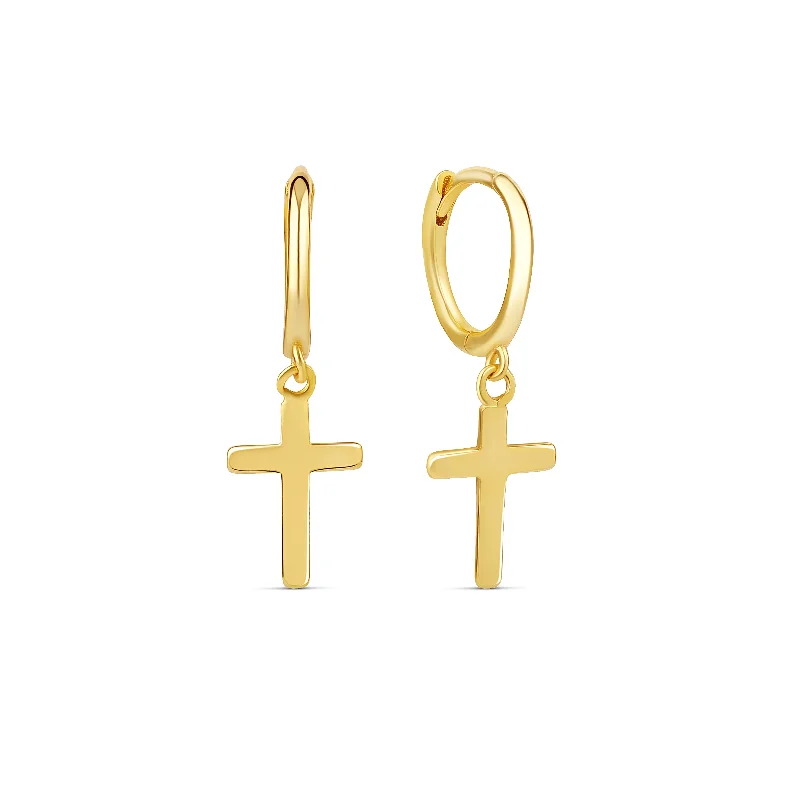 sparkly earrings for women -The Gold Cross Huggies