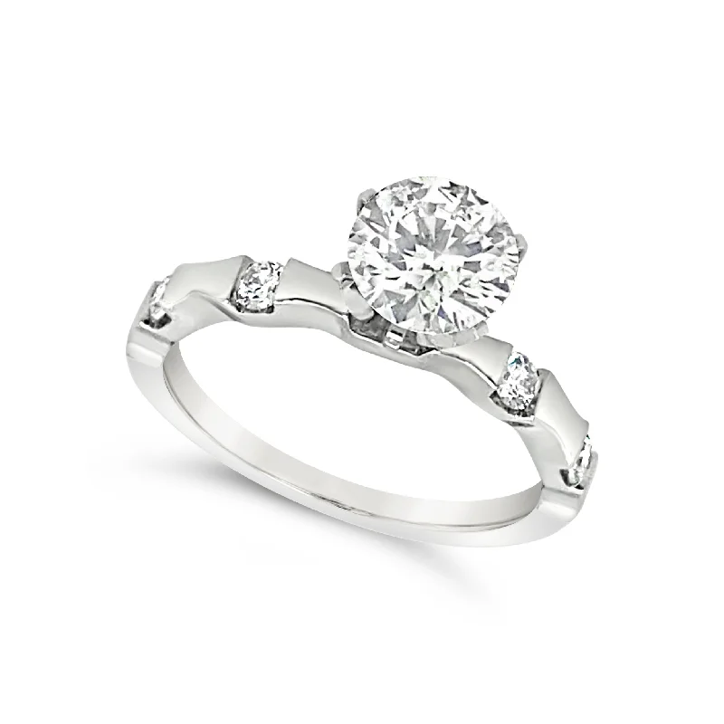 platinum diamond engagement rings for women -Four Diamond Engagement Mounting