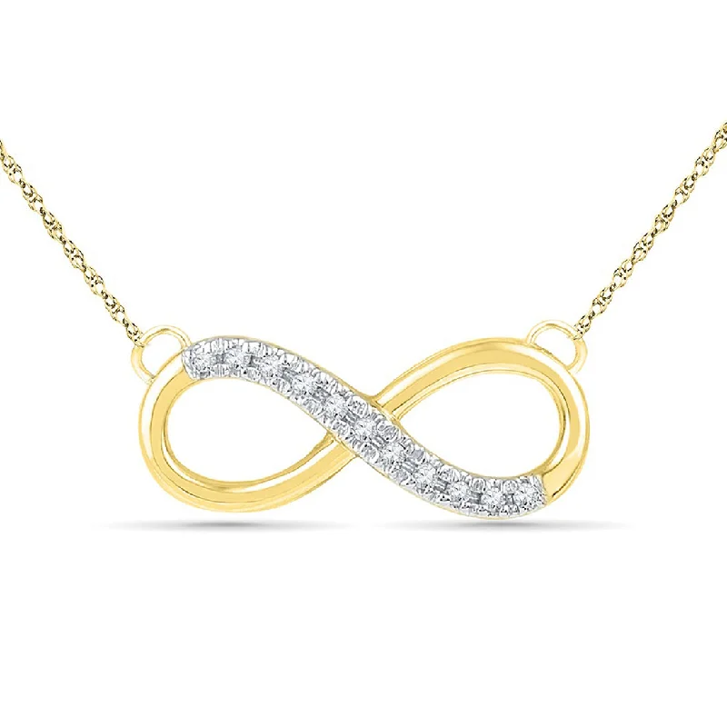 trendy pendant necklaces for women -9ct Yellow Gold Diamond Set Infinity Necklace