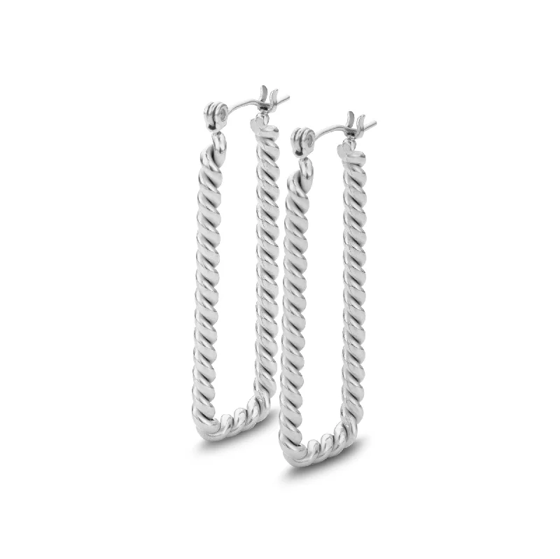 custom earrings for women -Rope earring silver