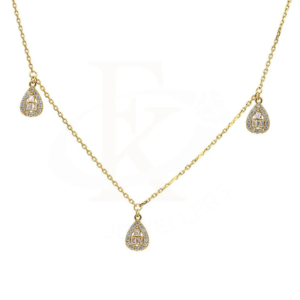 stylish gold necklaces for women -Sterling Silver 925 Gold Plated Pear Shaped Necklace - FKJNKLSL2904