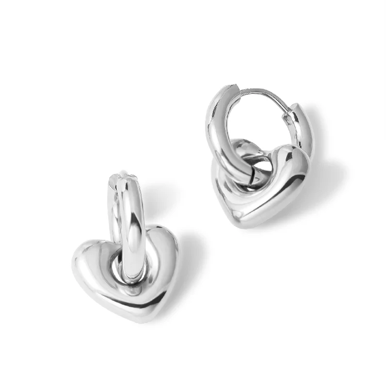 hoop earrings for women -Bubble heart earring silver