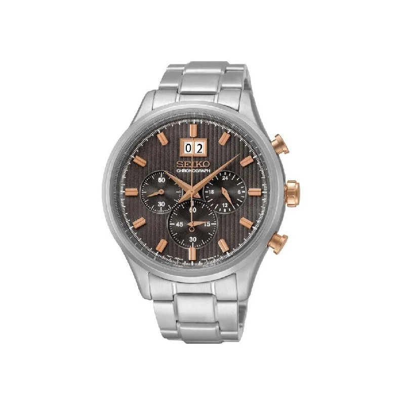 Seiko Men's Chronograph Rose & Silver Watch SPC151P