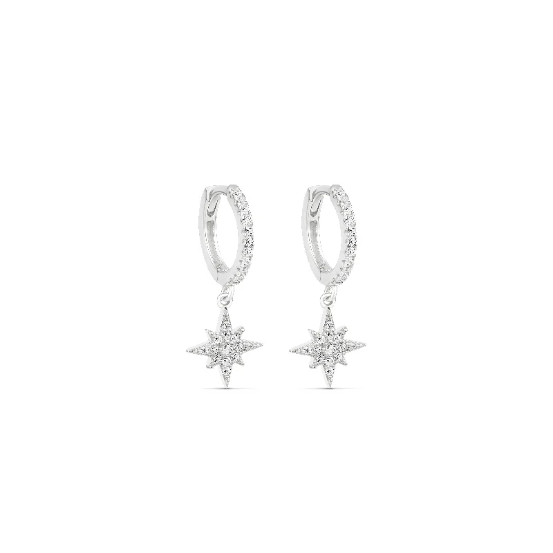 colorful earrings for women -The Silver Supernova Pave Huggies