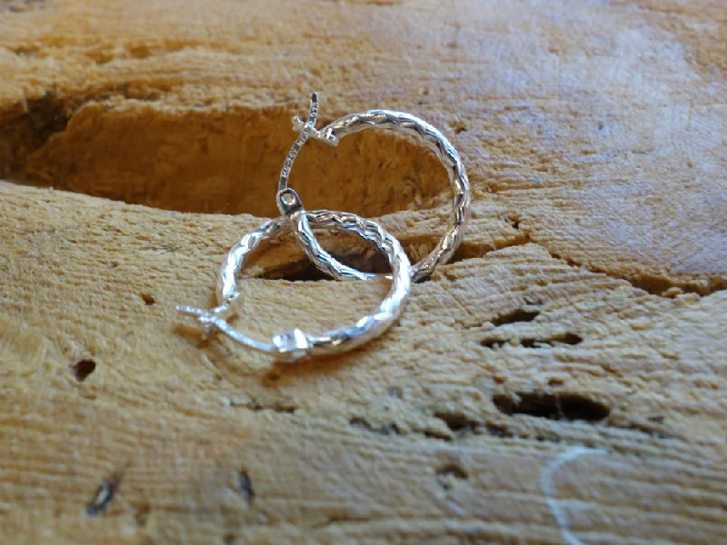 minimalist earrings for women -15cm Diamond Cut Solid Silver  HOOP Earrings