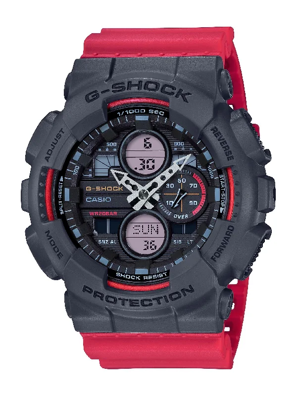 CASIO G SHOCK BLACK FACE CASE RED SILICONE BAND