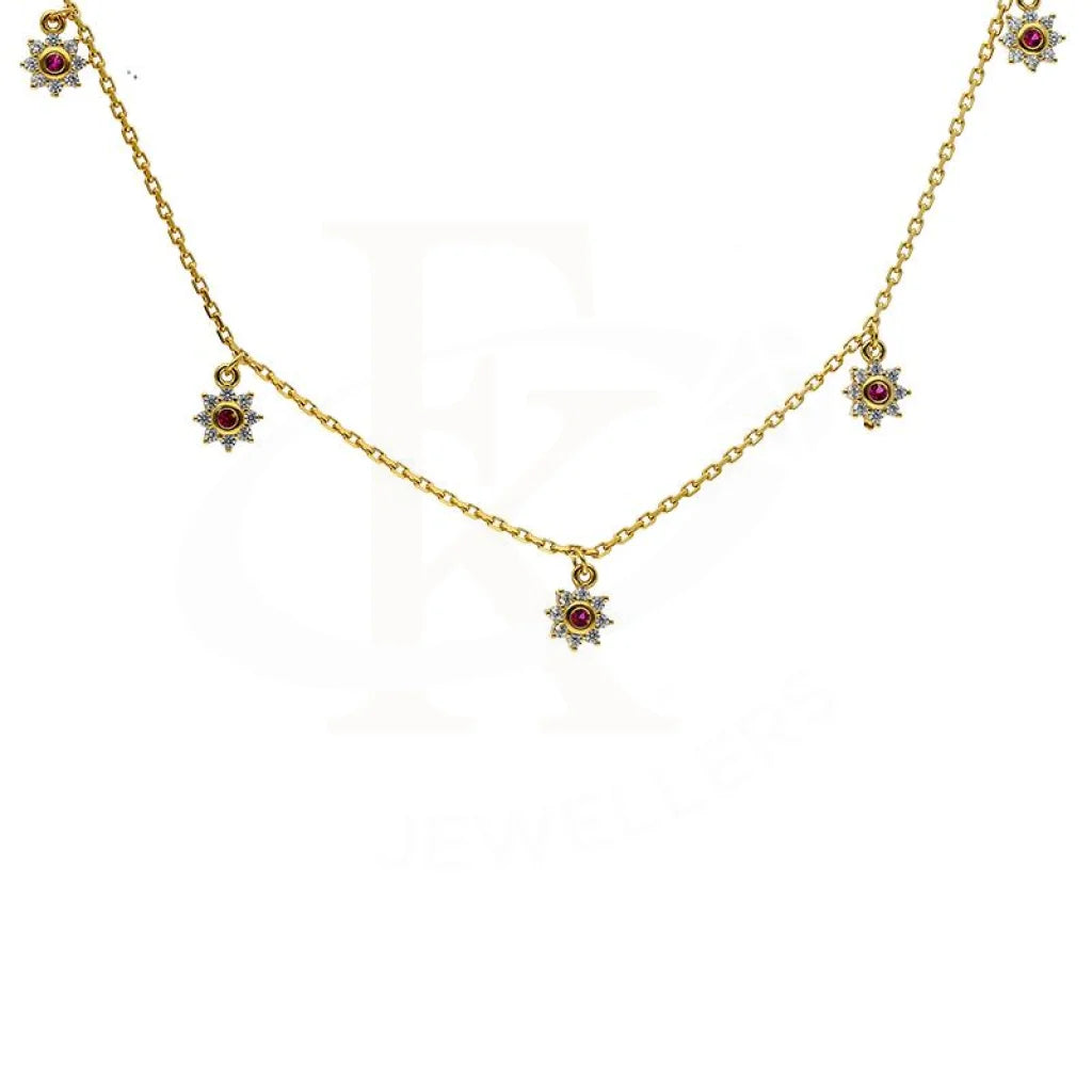 cute necklaces for women -Sterling Silver 925 Gold Plated Flowers Solitaires Necklace - FKJNKLSL2906