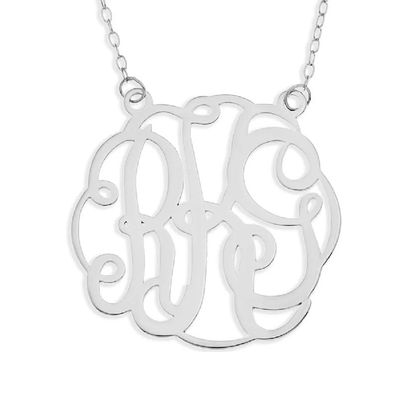 matching jewelry sets for women -Personalised Sterling Silver 3 Initials Monogram Necklace