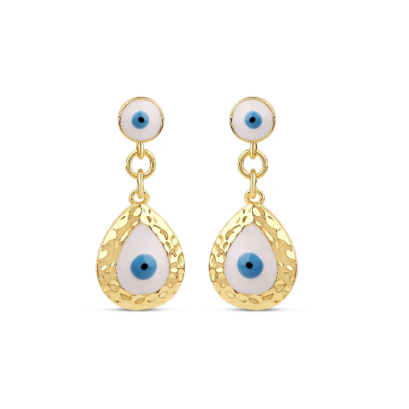 elegant pearl earrings for women -THE EVIL EYE HAMMERED EARRINGS