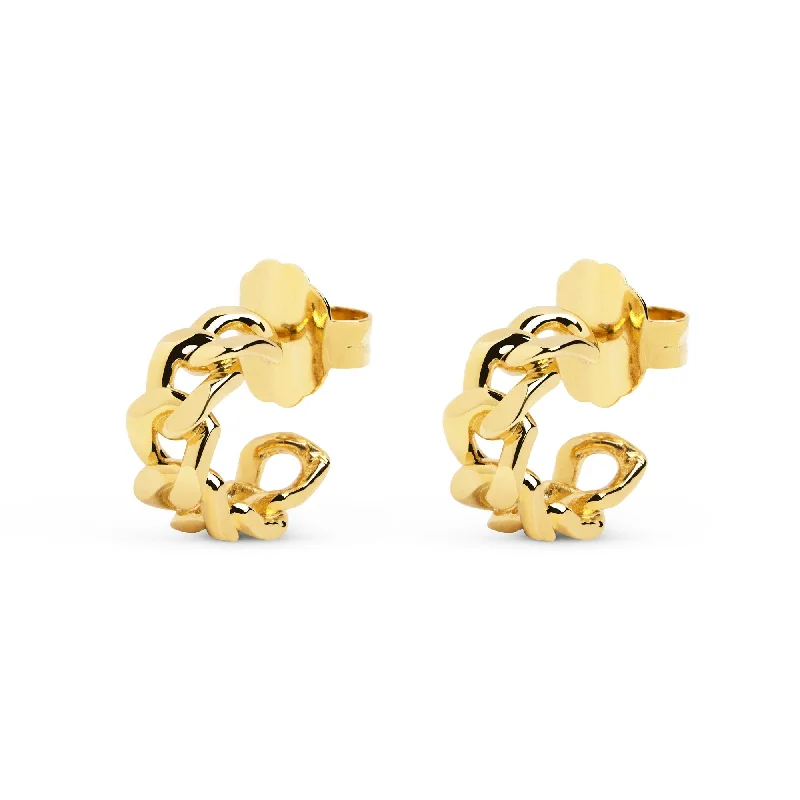 round drop earrings for women -Chunky Link Gold Hoop Earrings