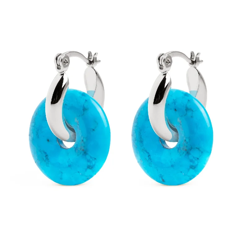 stud earrings for women -Bella Turquoise Hoop Earrings