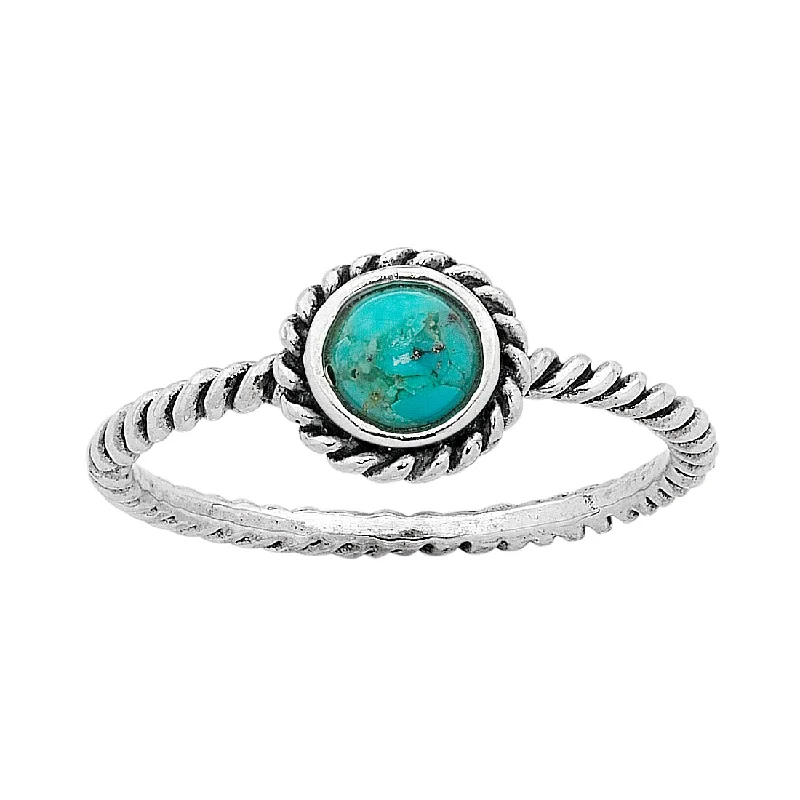 infinity necklaces for women -Sterling Silver Turquoise December Birthstone Ring with Twisted Band