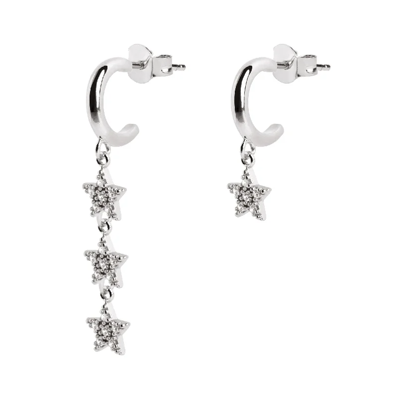 modern earrings for brides -Eli Stars Silver Earrings