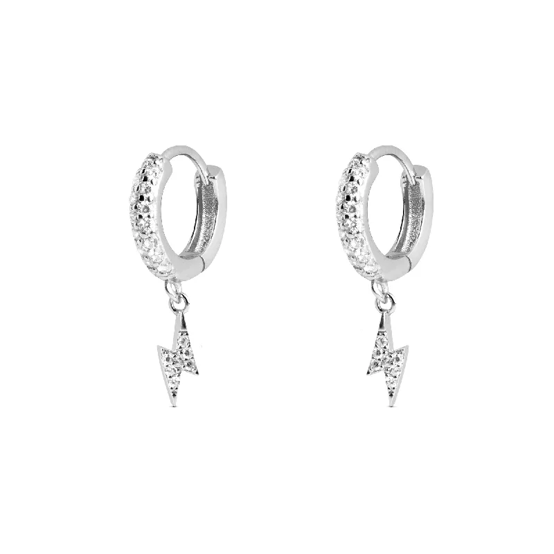 diamond earrings for women -Lightning Sparks Silver Earrings