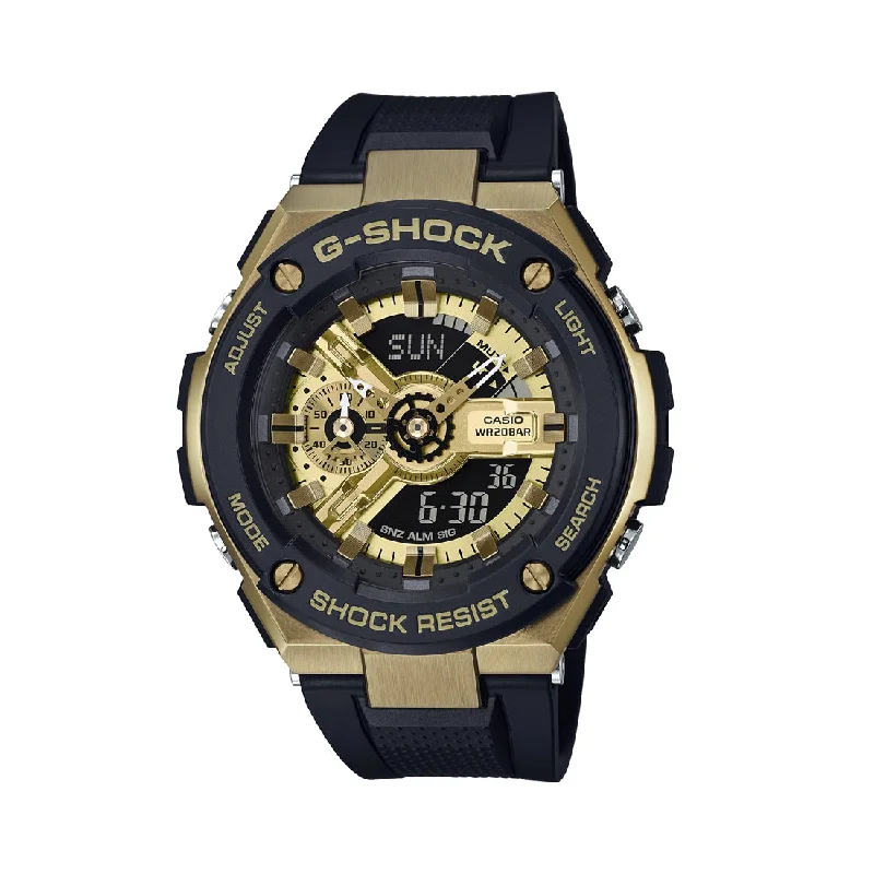 Casio G Shock Black & Gold Watch GST-400G-1A9DR