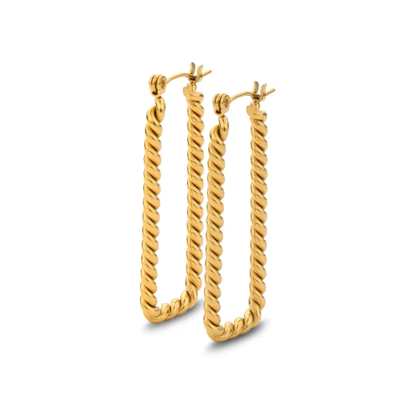 geometric earrings for women -Rope earring gold