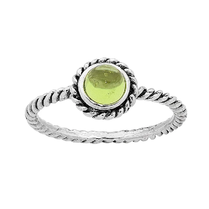 wedding necklaces for women -Sterling Silver Peridot August Birthstone Ring with Twisted Band