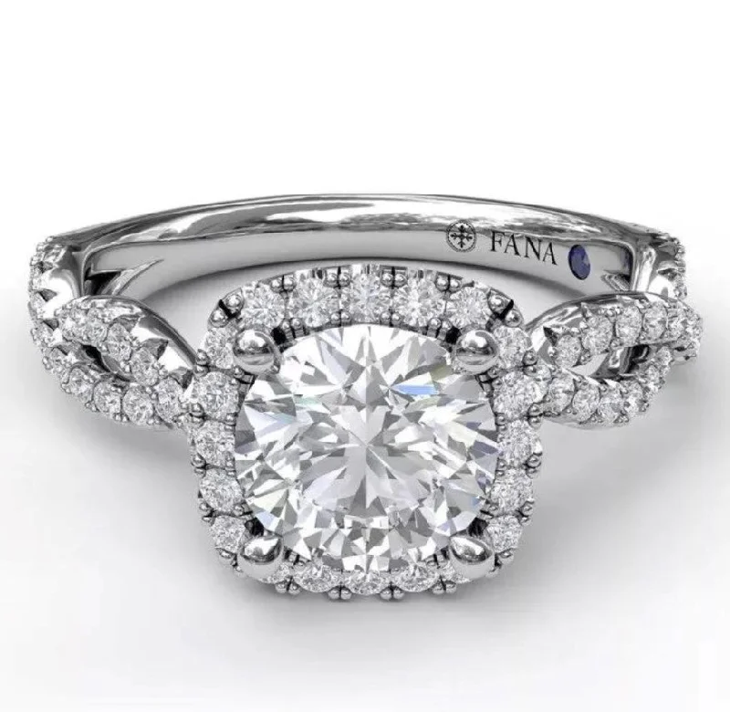 affordable diamond engagement rings for women -Cushion Halo Twist Engagement Semi-Mount Ring by Fana