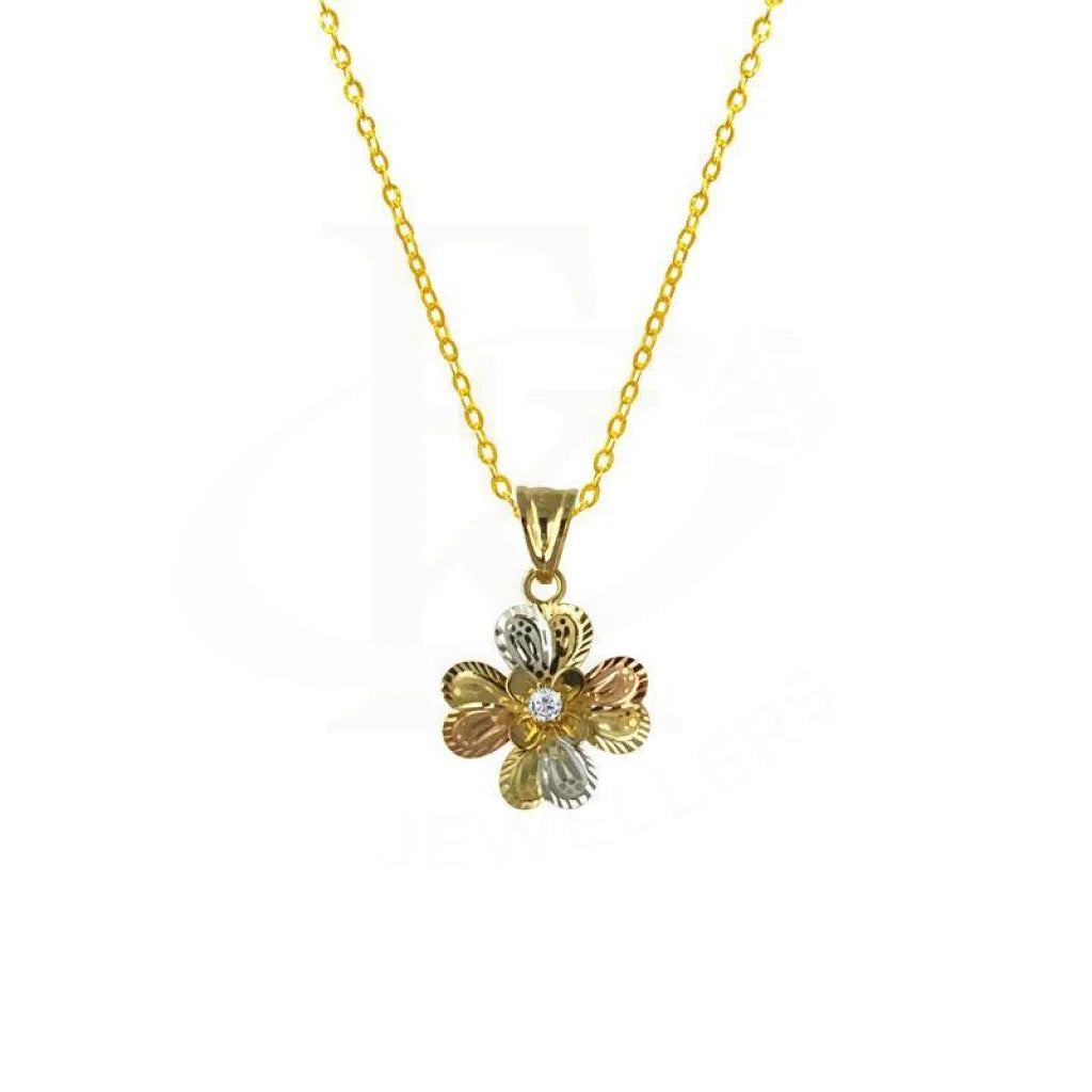 cute necklaces for women -Gold Necklace (Chain with Flower Pendant) 18KT - FKJNKL1651