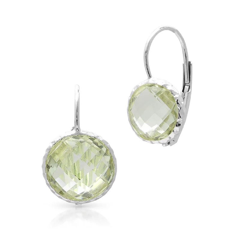 heart-shaped earrings for women -14KT White Gold Green Amethyst Earrings