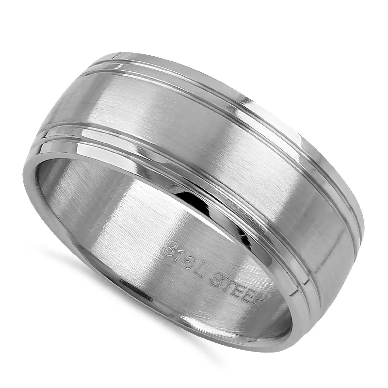 halo engagement rings for women -Stainless Steel Wedding Band Ring