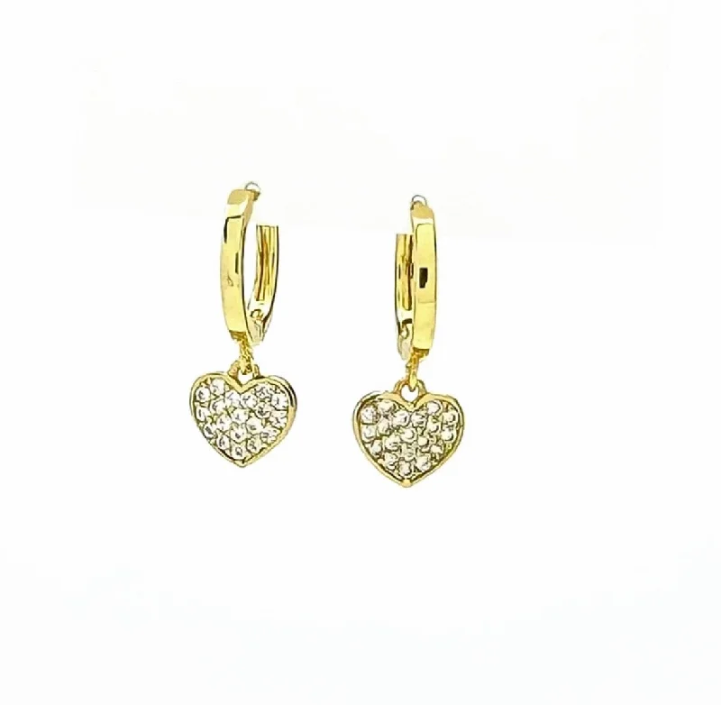 stud earrings for women -PAVE HEART HUGGIE