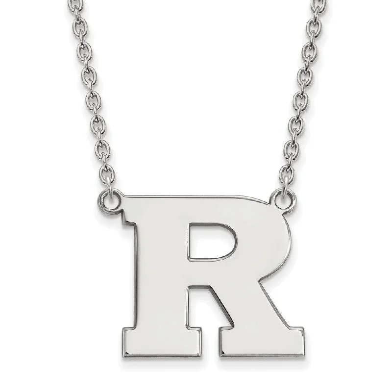 minimalist gold necklaces for women -14k White Gold Rutgers Large Initial R Pendant Necklace