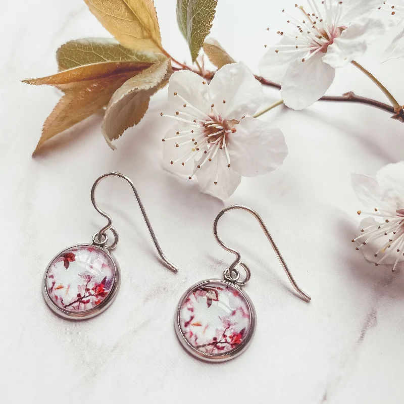 modern earrings for brides -Pink Blossom Drop - Earrings